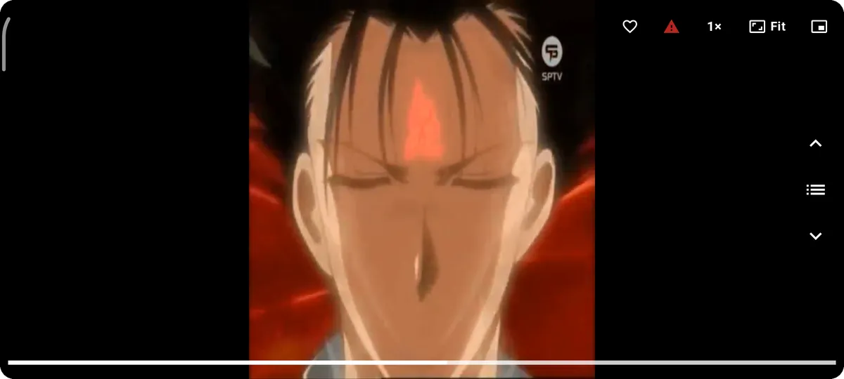 The video player in landscape, fullscreen with nothing overlaid on the picture